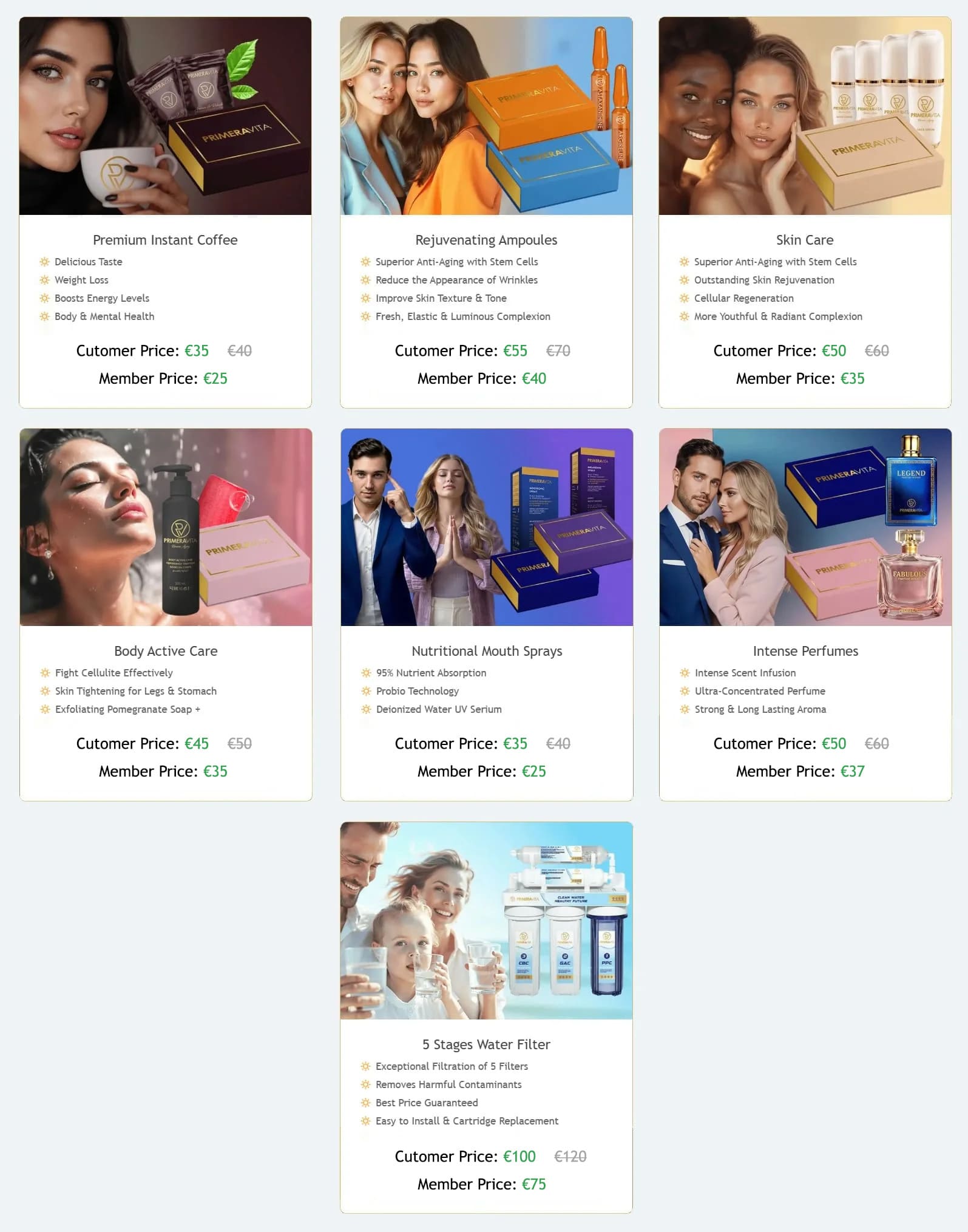 PrimeraVita Beauty and Wellness Products